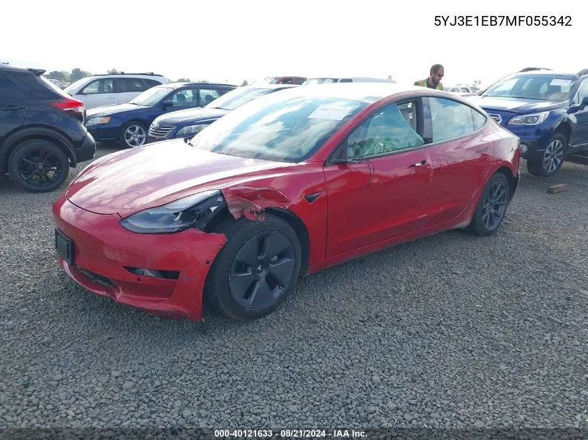 2021 Tesla Model 3 Long Range Dual Motor All-Wheel Drive VIN: 5YJ3E1EB7MF055342 Lot: 40121633