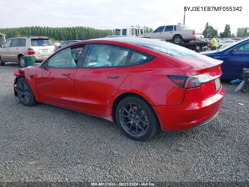 2021 Tesla Model 3 Long Range Dual Motor All-Wheel Drive VIN: 5YJ3E1EB7MF055342 Lot: 40121633