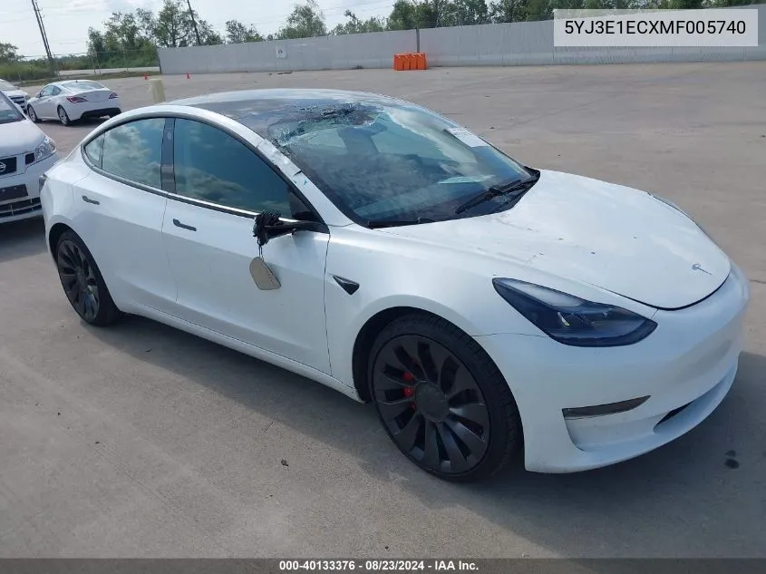 2021 Tesla Model 3 Performance Dual Motor All-Wheel Drive VIN: 5YJ3E1ECXMF005740 Lot: 40133376