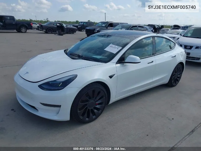 2021 Tesla Model 3 Performance Dual Motor All-Wheel Drive VIN: 5YJ3E1ECXMF005740 Lot: 40133376