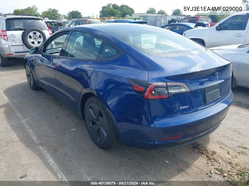 5YJ3E1EA4MF029000 2021 Tesla Model 3 Standard Range Plus Rear-Wheel Drive