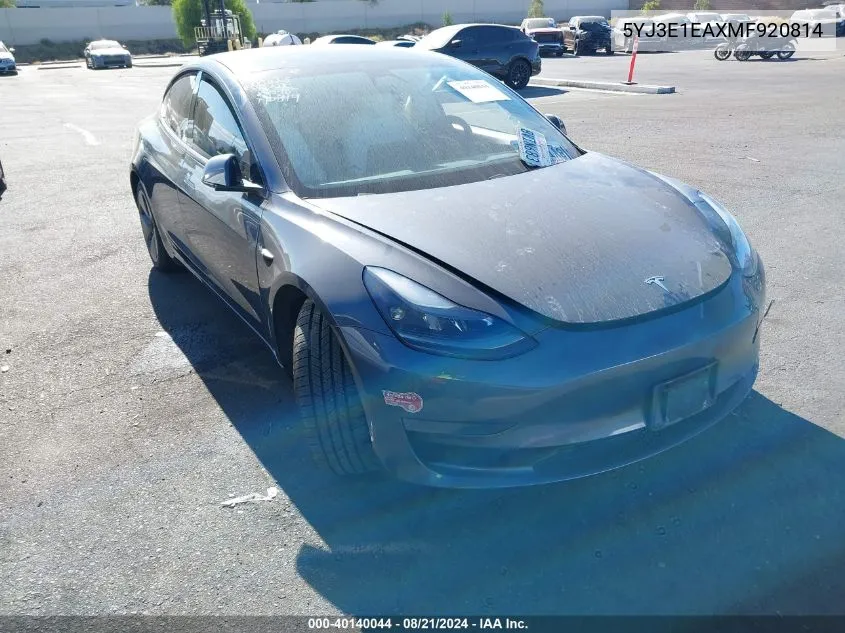 5YJ3E1EAXMF920814 2021 Tesla Model 3