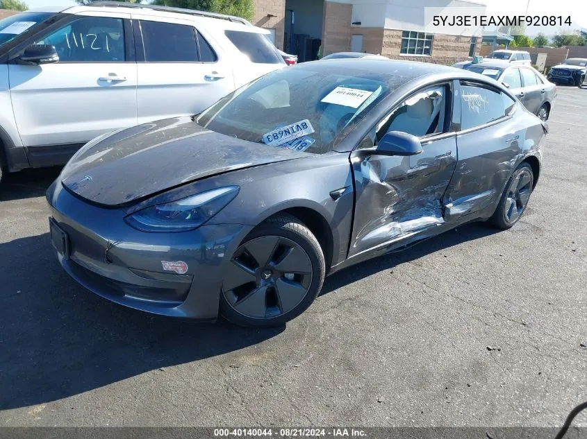 5YJ3E1EAXMF920814 2021 Tesla Model 3