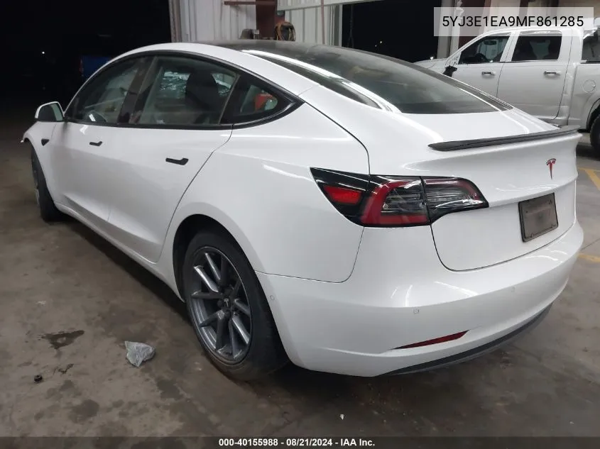 2021 Tesla Model 3 VIN: 5YJ3E1EA9MF861285 Lot: 40155988