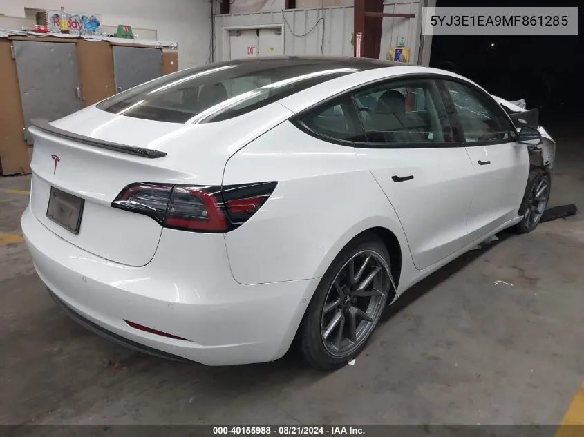 5YJ3E1EA9MF861285 2021 Tesla Model 3 Standard Range Plus Rear-Wheel Drive