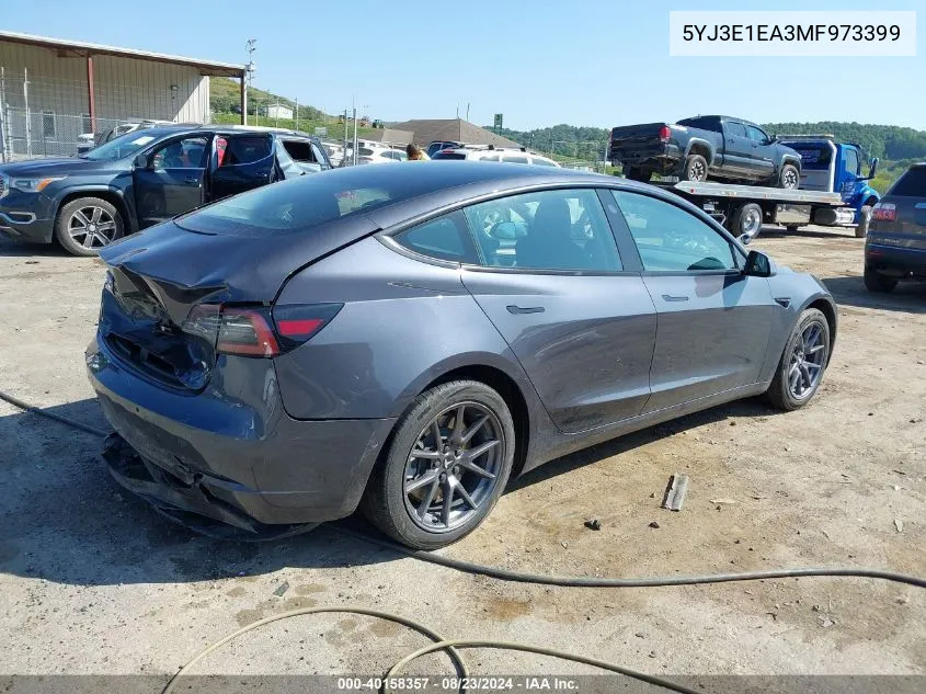 5YJ3E1EA3MF973399 2021 Tesla Model 3 Standard Range Plus Rear-Wheel Drive