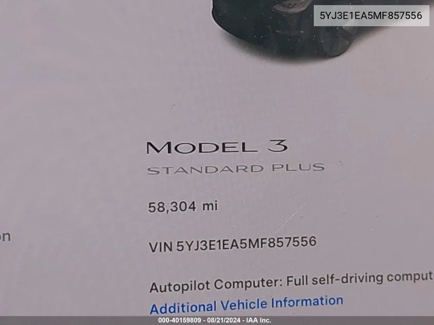 5YJ3E1EA5MF857556 2021 Tesla Model 3