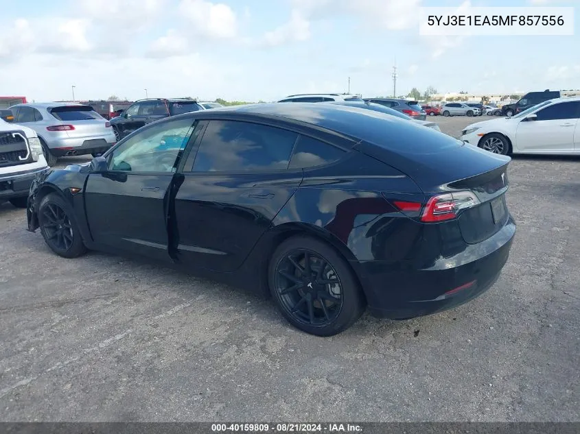 2021 Tesla Model 3 VIN: 5YJ3E1EA5MF857556 Lot: 40159809