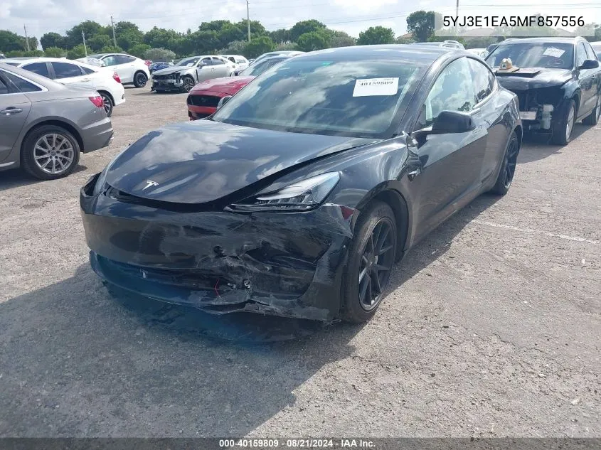 2021 Tesla Model 3 VIN: 5YJ3E1EA5MF857556 Lot: 40159809