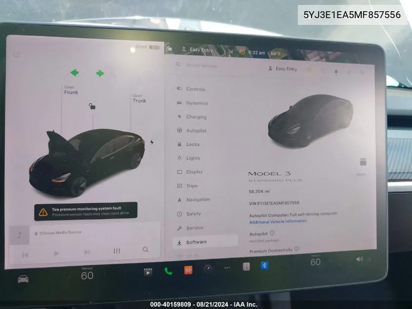 2021 Tesla Model 3 VIN: 5YJ3E1EA5MF857556 Lot: 40159809