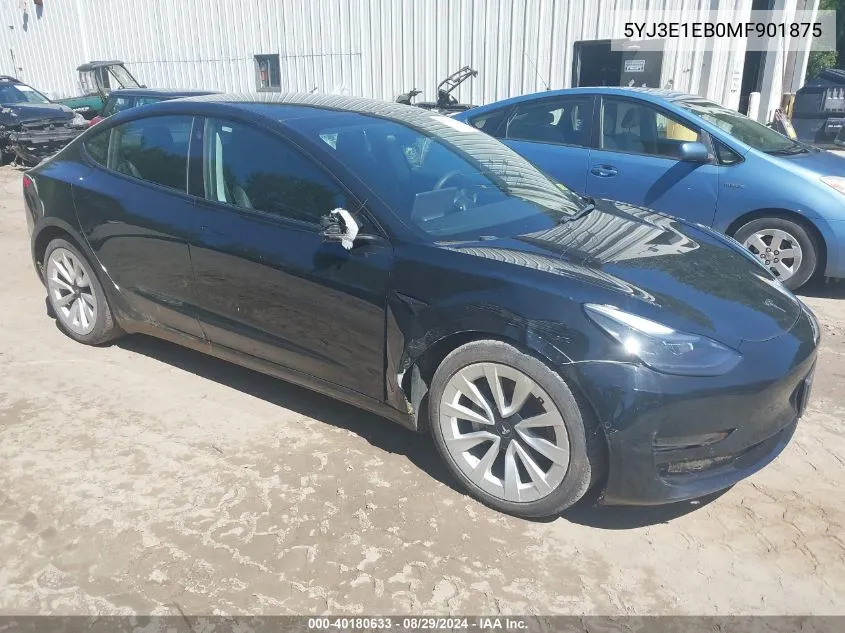 2021 Tesla Model 3 Long Range Dual Motor All-Wheel Drive VIN: 5YJ3E1EB0MF901875 Lot: 40180633