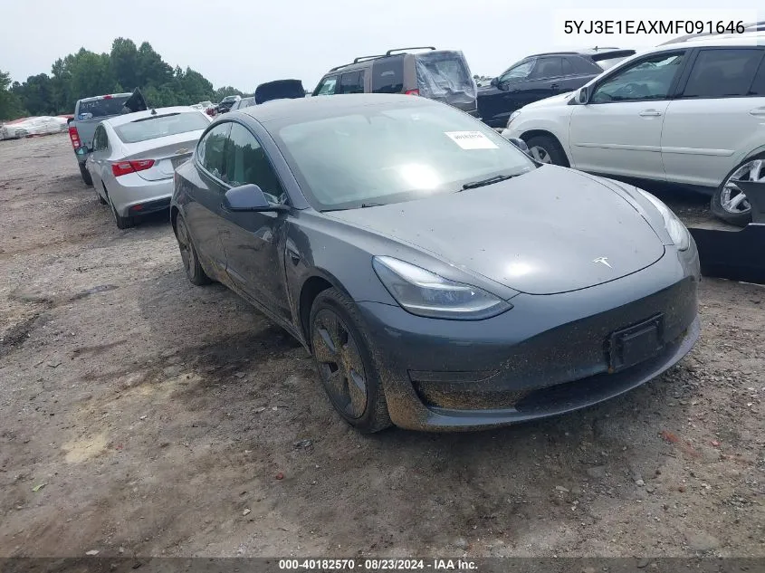 5YJ3E1EAXMF091646 2021 Tesla Model 3 Standard Range Plus Rear-Wheel Drive