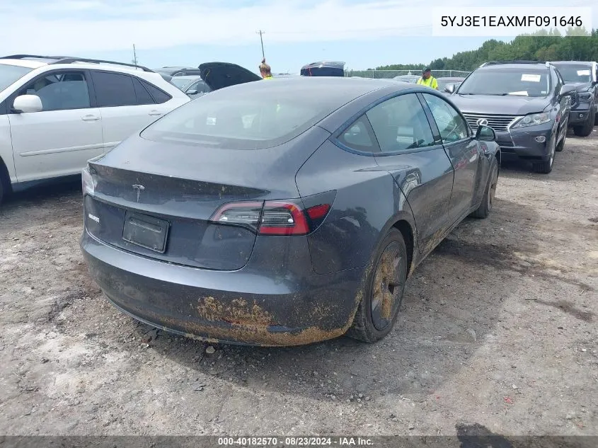 5YJ3E1EAXMF091646 2021 Tesla Model 3 Standard Range Plus Rear-Wheel Drive