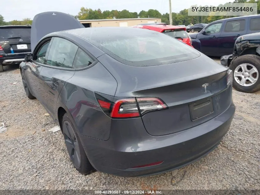 2021 Tesla Model 3 VIN: 5YJ3E1EA6MF854486 Lot: 40293587