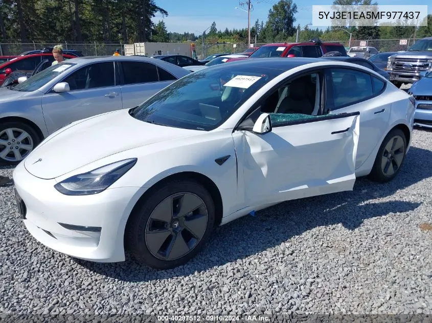 5YJ3E1EA5MF977437 2021 Tesla Model 3 Standard Range Plus Rear-Wheel Drive