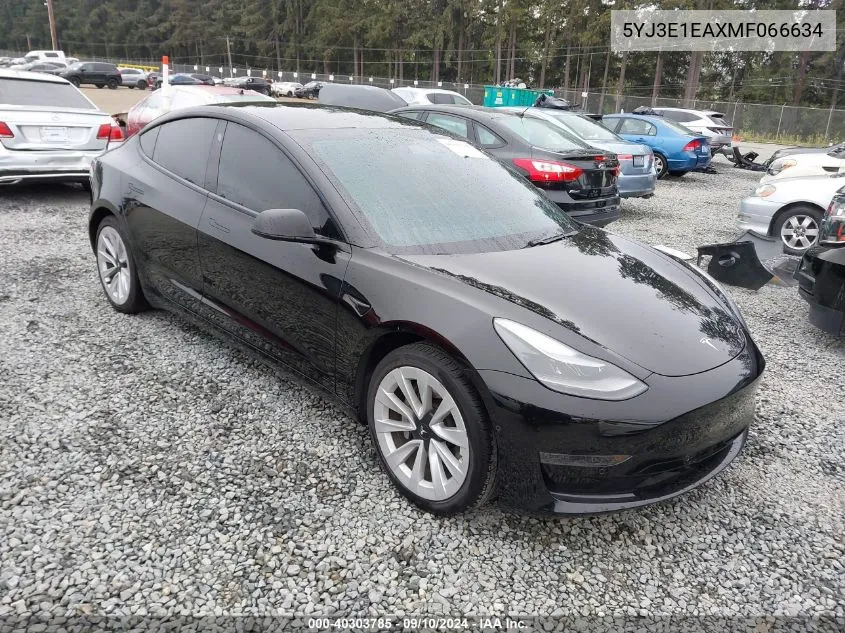 2021 Tesla Model 3 VIN: 5YJ3E1EAXMF066634 Lot: 40303785