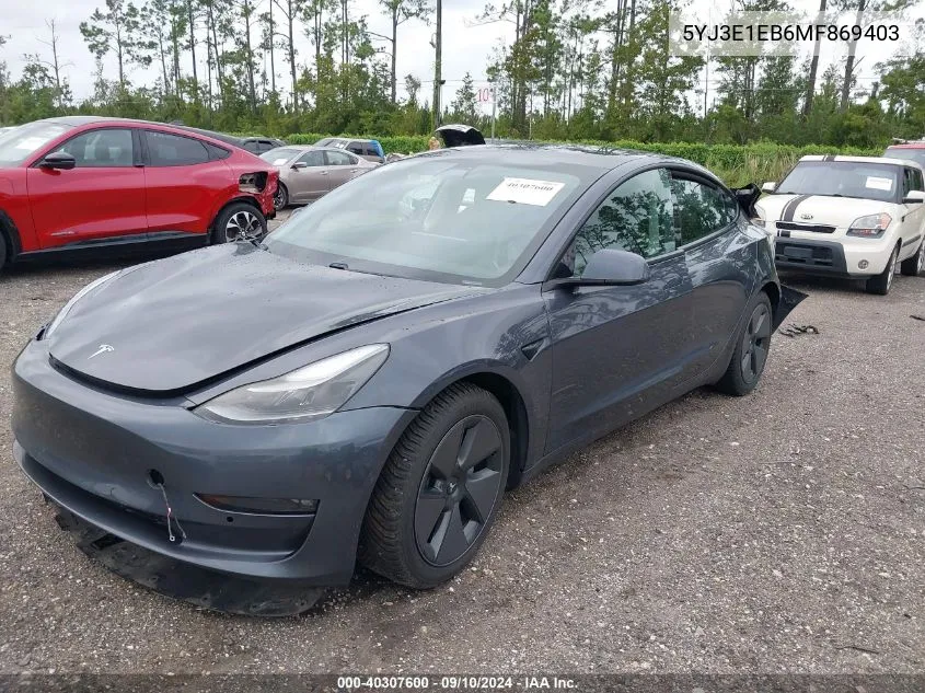 5YJ3E1EB6MF869403 2021 Tesla Model 3