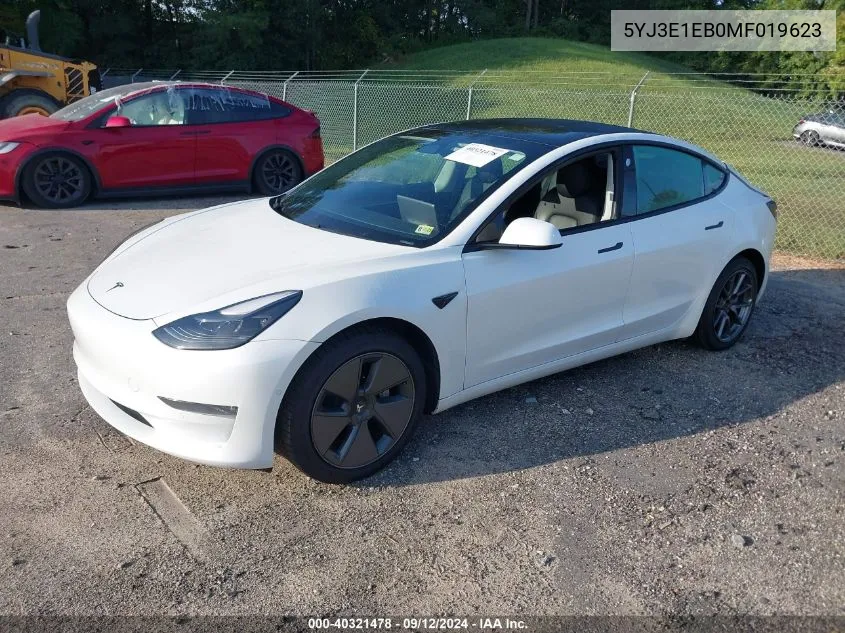 5YJ3E1EB0MF019623 2021 Tesla Model 3