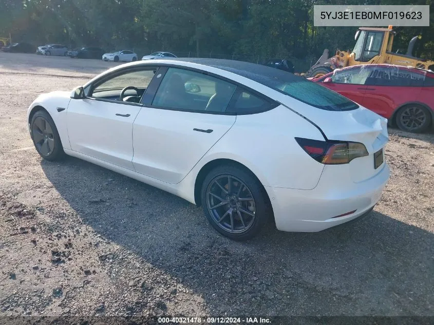 5YJ3E1EB0MF019623 2021 Tesla Model 3