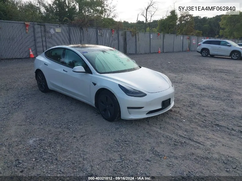 5YJ3E1EA4MF062840 2021 Tesla Model 3 Standard Range Plus Rear-Wheel Drive