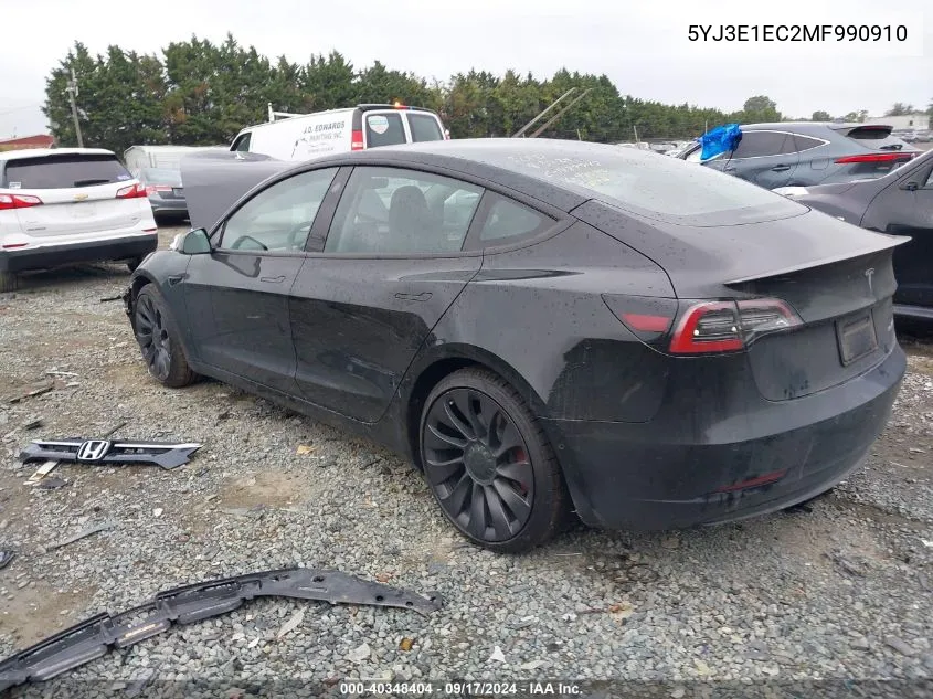 2021 Tesla Model 3 VIN: 5YJ3E1EC2MF990910 Lot: 40348404