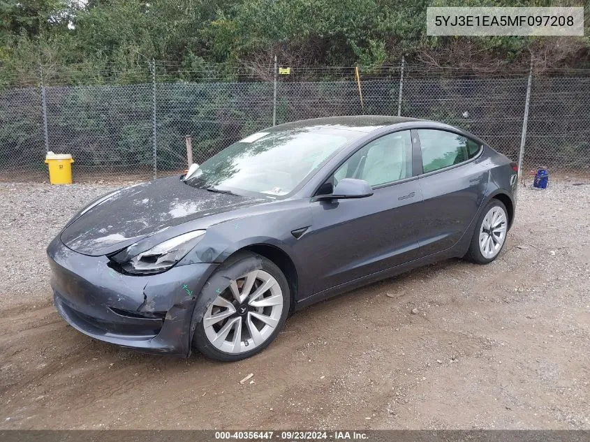 5YJ3E1EA5MF097208 2021 Tesla Model 3 Standard Range Plus Rear-Wheel Drive