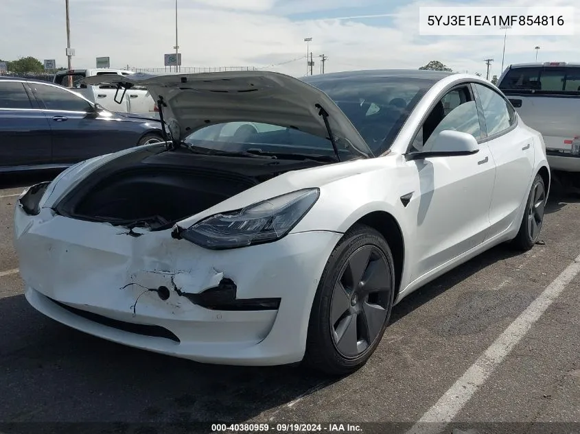 5YJ3E1EA1MF854816 2021 Tesla Model 3 Standard Range Plus Rear-Wheel Drive