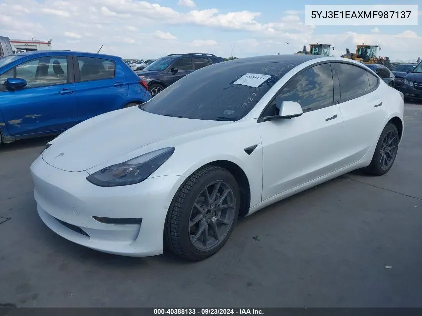 5YJ3E1EAXMF987137 2021 Tesla Model 3