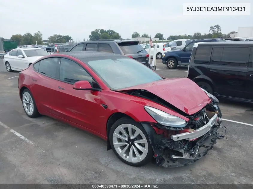 5YJ3E1EA3MF913431 2021 Tesla Model 3