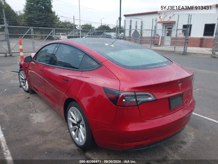 5YJ3E1EA3MF913431 2021 Tesla Model 3