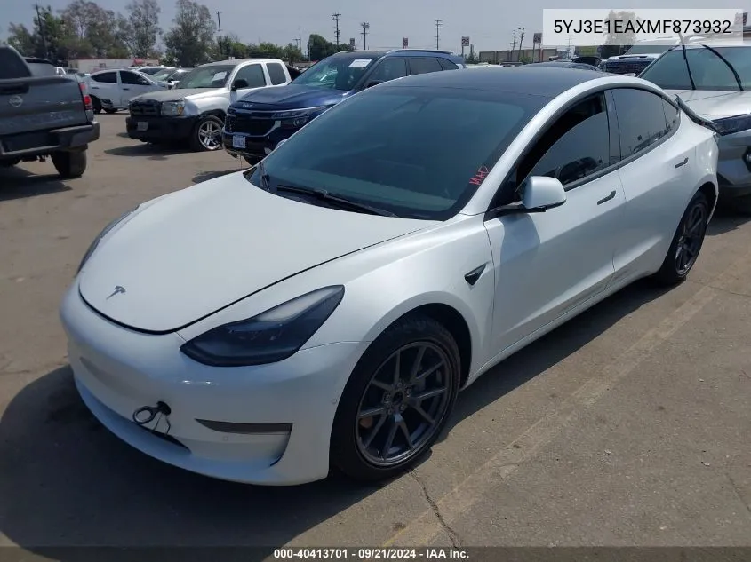 2021 Tesla Model 3 Standard Range Plus Rear-Wheel Drive VIN: 5YJ3E1EAXMF873932 Lot: 40413701