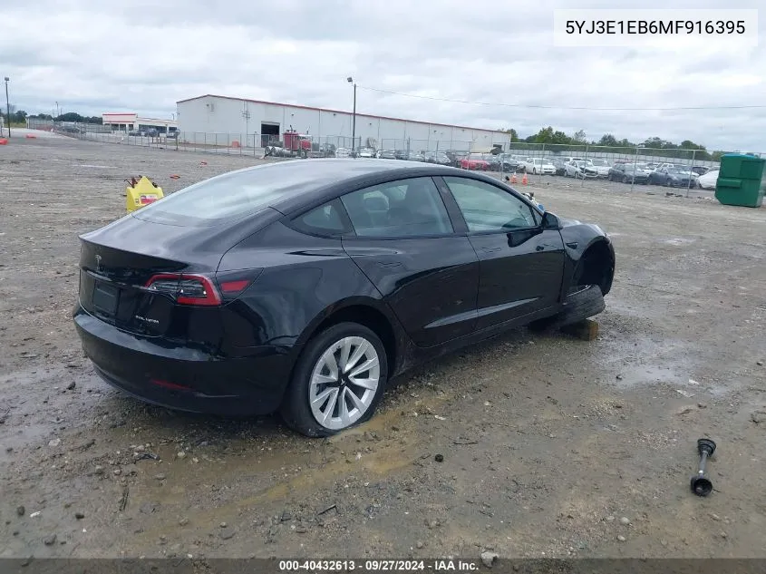 2021 Tesla Model 3 Long Range Dual Motor All-Wheel Drive VIN: 5YJ3E1EB6MF916395 Lot: 40432613