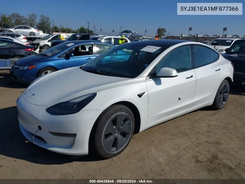 5YJ3E1EA1MF877366 2021 Tesla Model 3 Standard Range Plus Rear-Wheel Drive