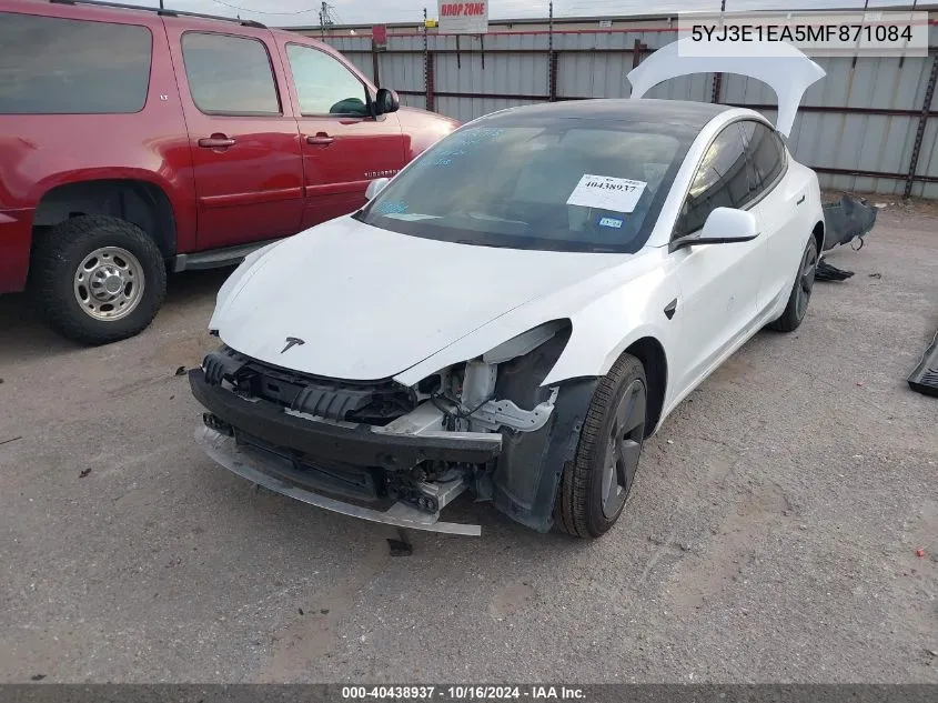 2021 Tesla Model 3 Standard Range Plus Rear-Wheel Drive VIN: 5YJ3E1EA5MF871084 Lot: 40438937