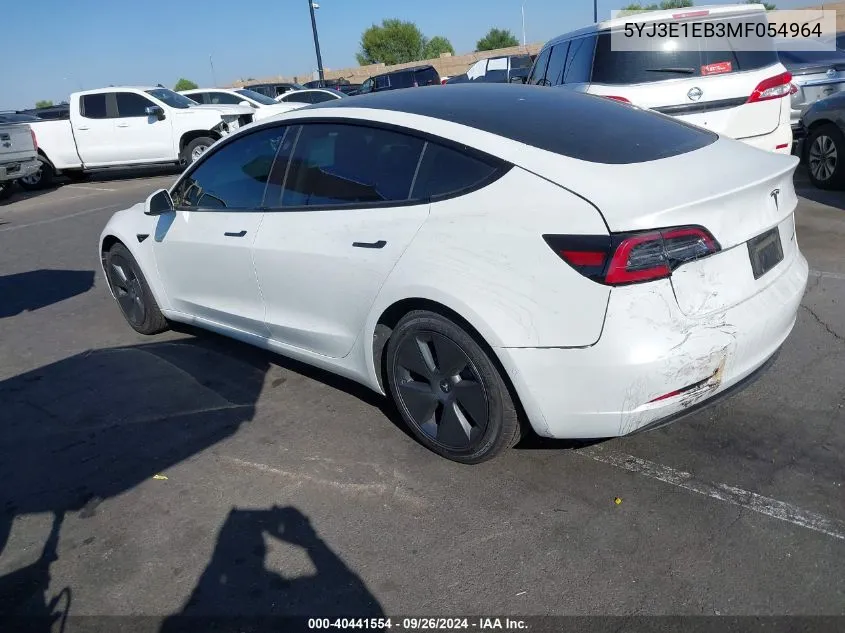 5YJ3E1EB3MF054964 2021 Tesla Model 3