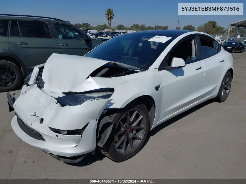 2021 Tesla Model 3 Long Range Dual Motor All-Wheel Drive VIN: 5YJ3E1EB3MF879516 Lot: 40446571