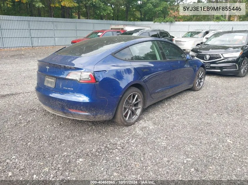 2021 Tesla Model 3 Long Range Dual Motor All-Wheel Drive VIN: 5YJ3E1EB9MF855446 Lot: 40458965