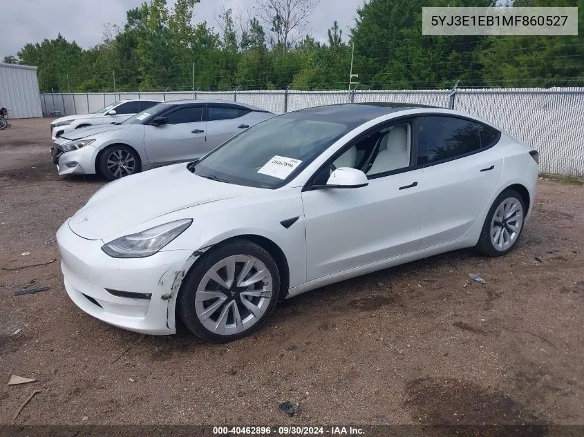 2021 Tesla Model 3 Long Range Dual Motor All-Wheel Drive VIN: 5YJ3E1EB1MF860527 Lot: 40462896