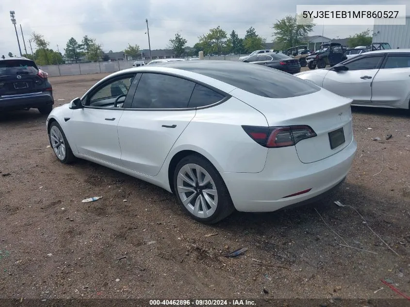 2021 Tesla Model 3 Long Range Dual Motor All-Wheel Drive VIN: 5YJ3E1EB1MF860527 Lot: 40462896