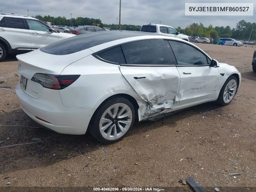 2021 Tesla Model 3 Long Range Dual Motor All-Wheel Drive VIN: 5YJ3E1EB1MF860527 Lot: 40462896