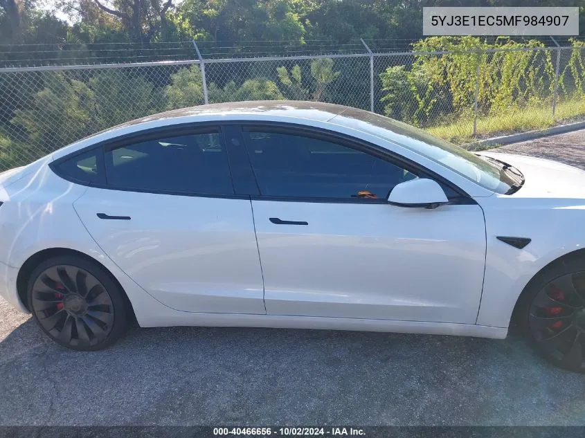 2021 Tesla Model 3 Performance Dual Motor All-Wheel Drive VIN: 5YJ3E1EC5MF984907 Lot: 40466656