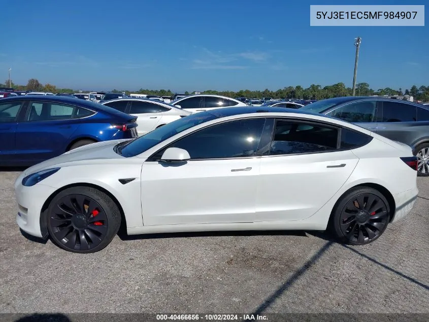 2021 Tesla Model 3 Performance Dual Motor All-Wheel Drive VIN: 5YJ3E1EC5MF984907 Lot: 40466656