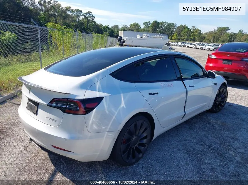 2021 Tesla Model 3 Performance Dual Motor All-Wheel Drive VIN: 5YJ3E1EC5MF984907 Lot: 40466656