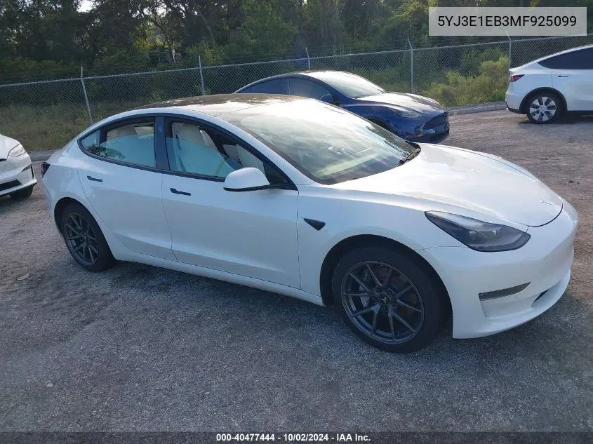 5YJ3E1EB3MF925099 2021 Tesla Model 3