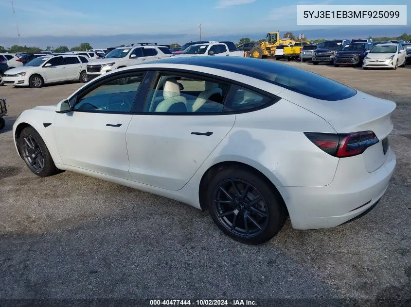 5YJ3E1EB3MF925099 2021 Tesla Model 3