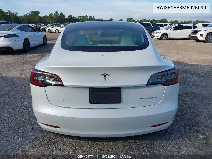 5YJ3E1EB3MF925099 2021 Tesla Model 3