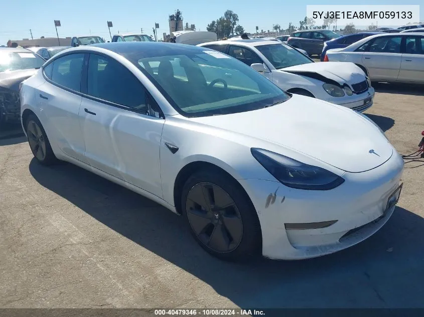 2021 Tesla Model 3 Standard Range Plus Rear-Wheel Drive VIN: 5YJ3E1EA8MF059133 Lot: 40479346