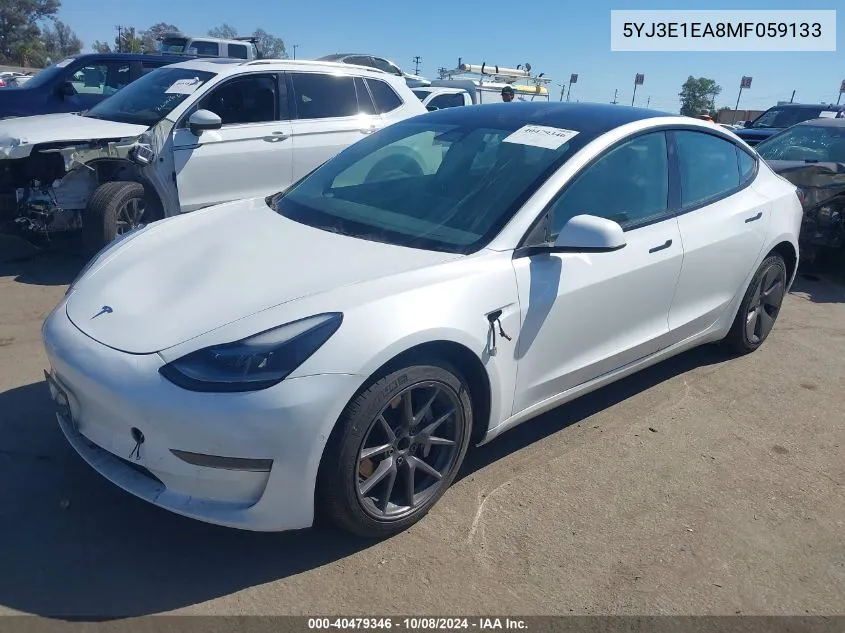 2021 Tesla Model 3 Standard Range Plus Rear-Wheel Drive VIN: 5YJ3E1EA8MF059133 Lot: 40479346