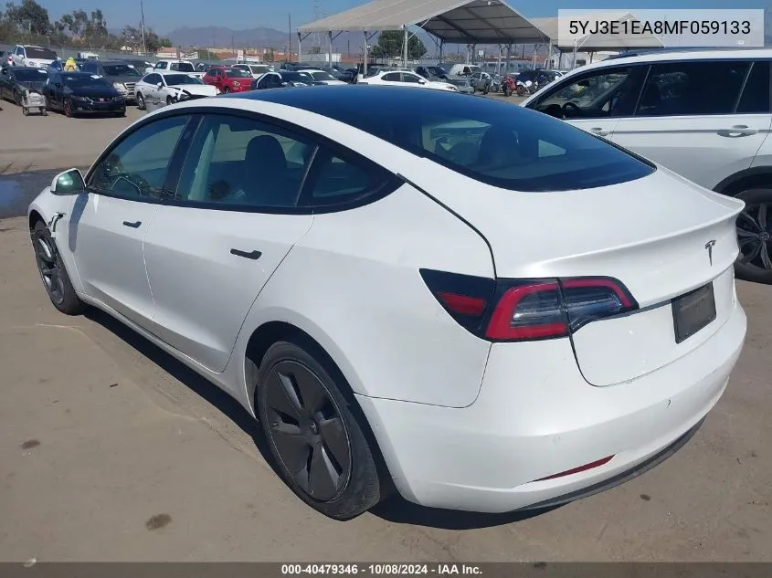 2021 Tesla Model 3 Standard Range Plus Rear-Wheel Drive VIN: 5YJ3E1EA8MF059133 Lot: 40479346