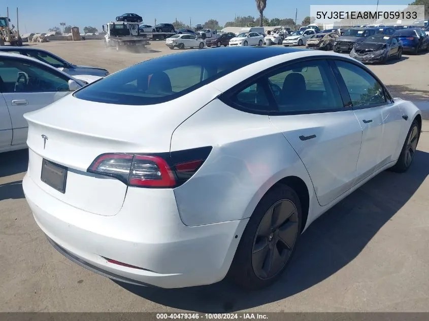 2021 Tesla Model 3 Standard Range Plus Rear-Wheel Drive VIN: 5YJ3E1EA8MF059133 Lot: 40479346